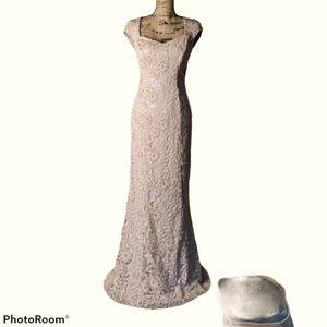 LAUREN RALPH LAUREN Nude Sequined Gown Sz 0